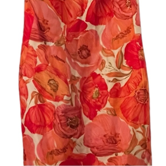 Ann Taylor Poppy Floral Sz 12P Silk Midi Spaghetti Strap Dress - Picture 8 of 9